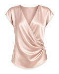Satin V-Neck Drape Blouse