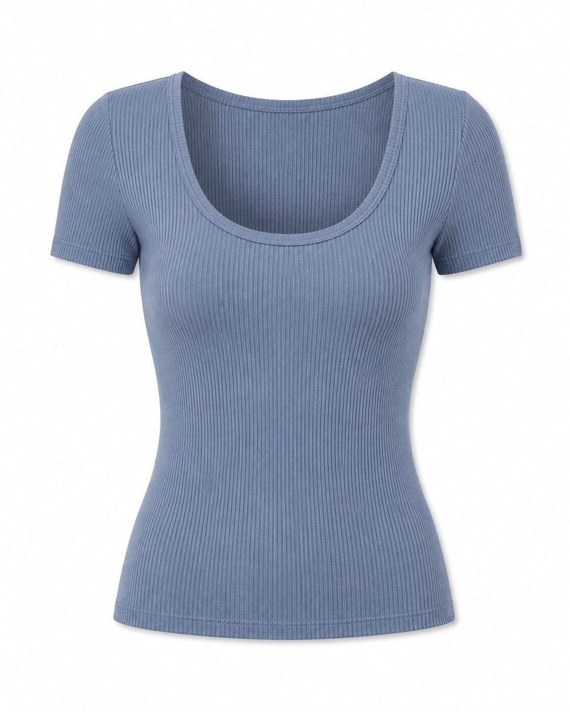 Ribbed Knit Scoop Neck Top