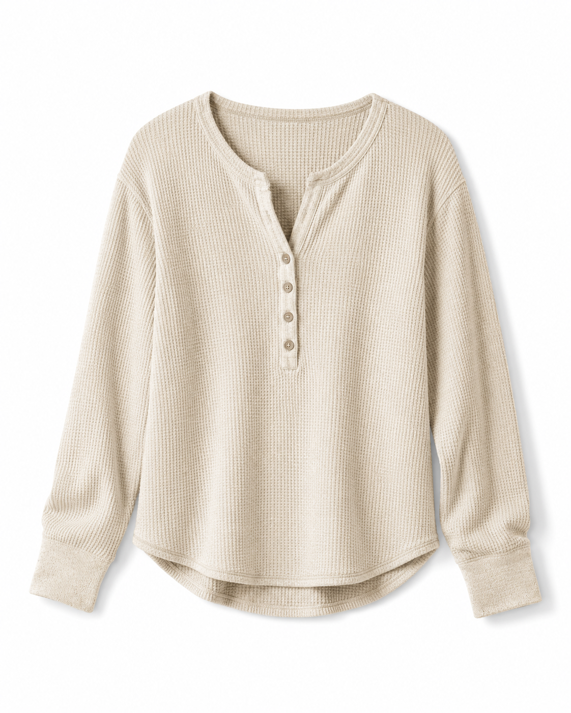 Lightweight Waffle Knit Henley Top