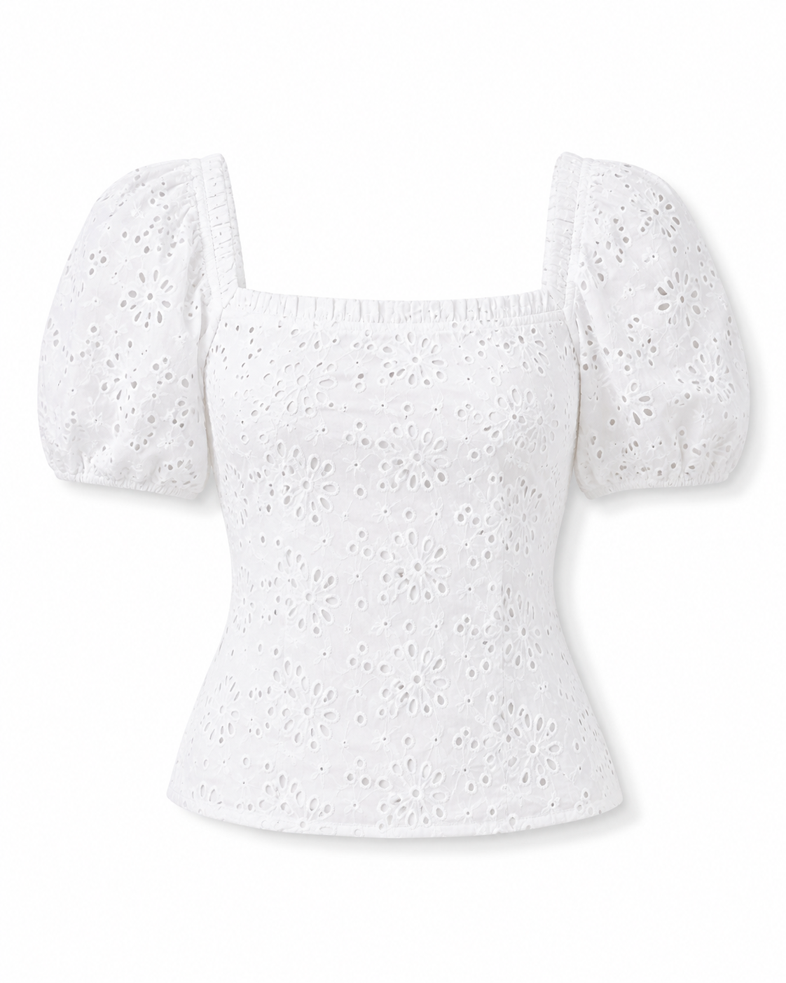 Eyelet Lace Square-Neck Top